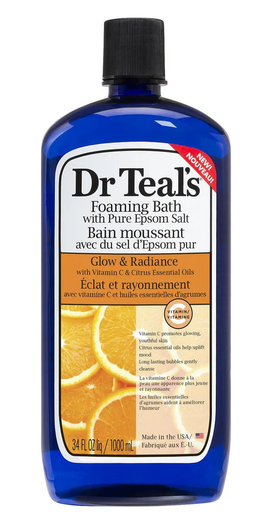 Dr. Teal's Foaming Bath with Epsom Salt, glow and radiance 34 fl oz