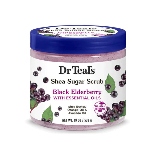 Dr Teal's Shea Sugar Body Scrub, Black Elderberry with Essential Oils 538g